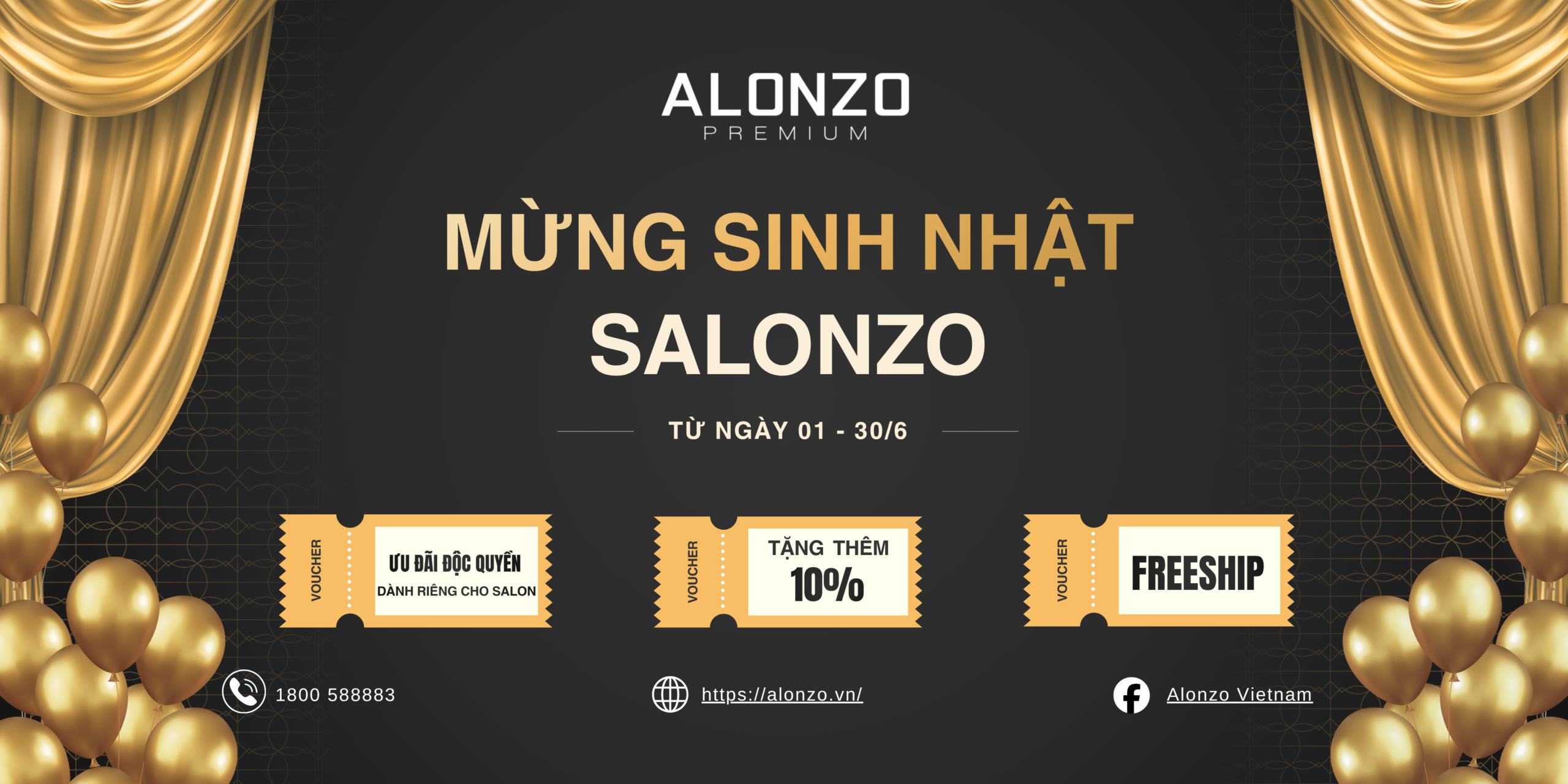 Chương trình khuyến mại Alonzo tháng 6 chào mừng sinh nhật Salonzo 19 tuổi